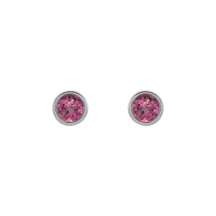 Micro Bezel Natural Gemstone Stud Earrings
