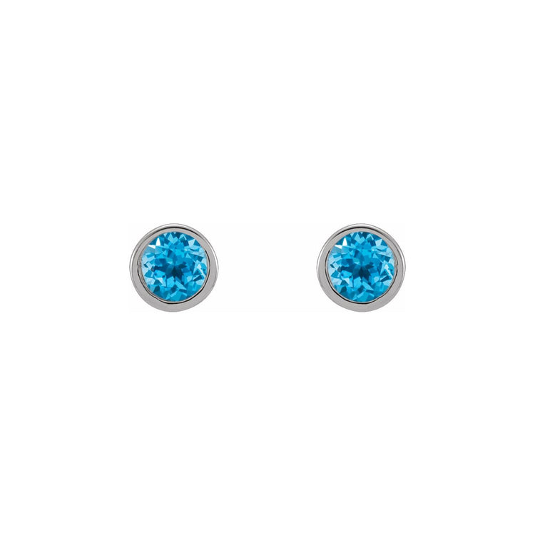 Micro Bezel Natural Gemstone Stud Earrings