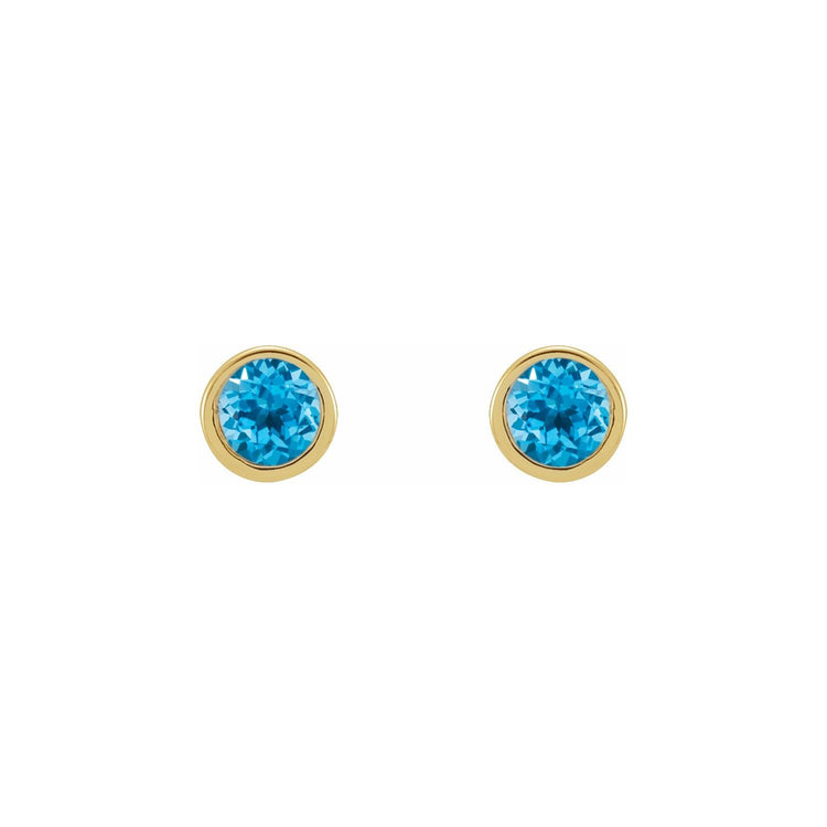 Micro Bezel Natural Gemstone Stud Earrings