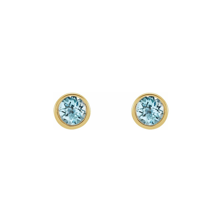Micro Bezel Natural Gemstone Stud Earrings