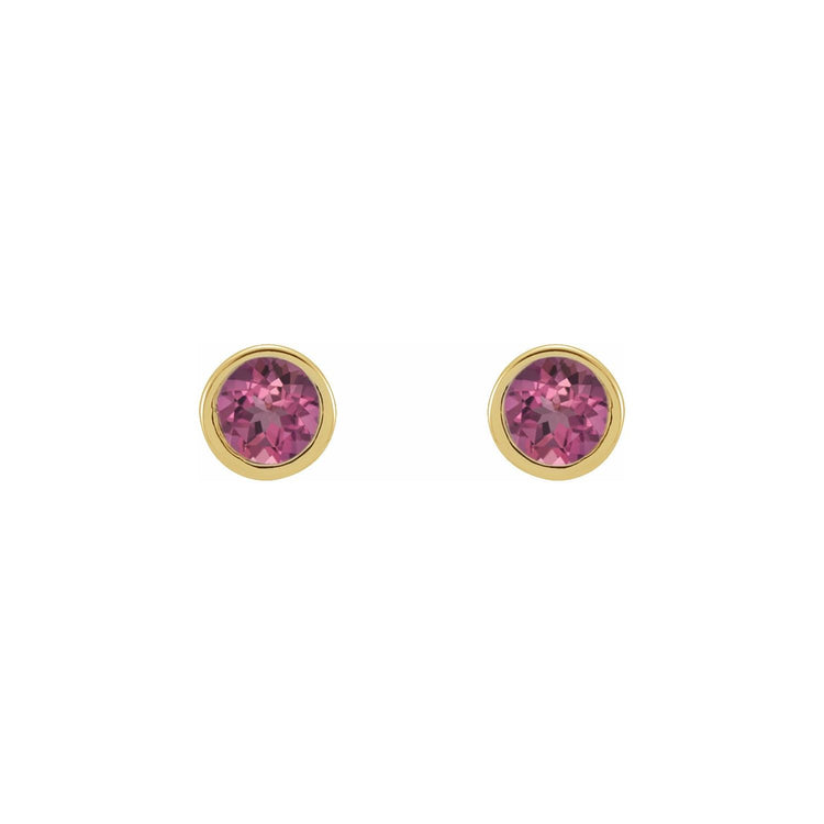 Micro Bezel Natural Gemstone Stud Earrings