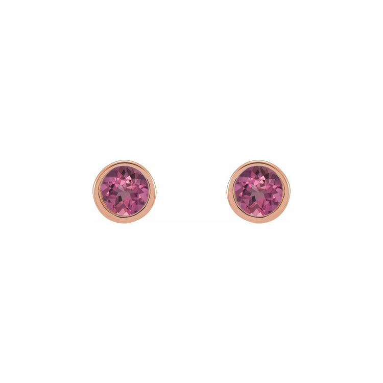 Micro Bezel Natural Gemstone Stud Earrings
