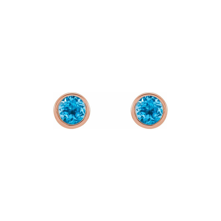 Micro Bezel Natural Gemstone Stud Earrings
