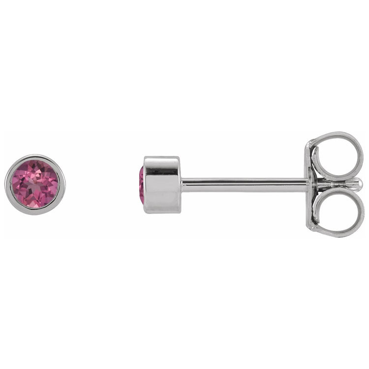 Micro Bezel Natural Gemstone Stud Earrings
