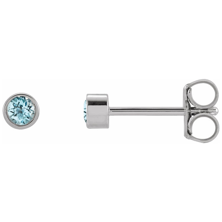 Micro Bezel Natural Gemstone Stud Earrings