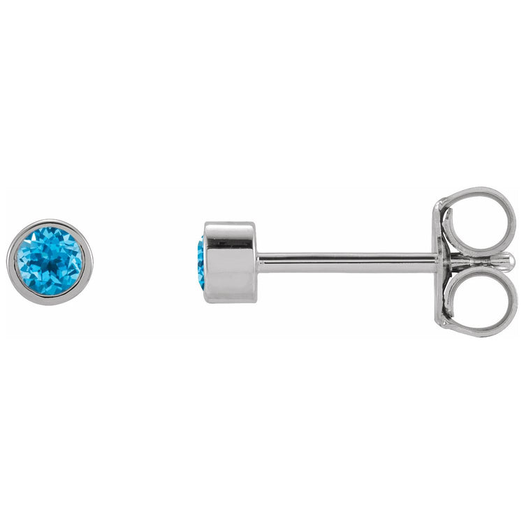 Micro Bezel Natural Gemstone Stud Earrings