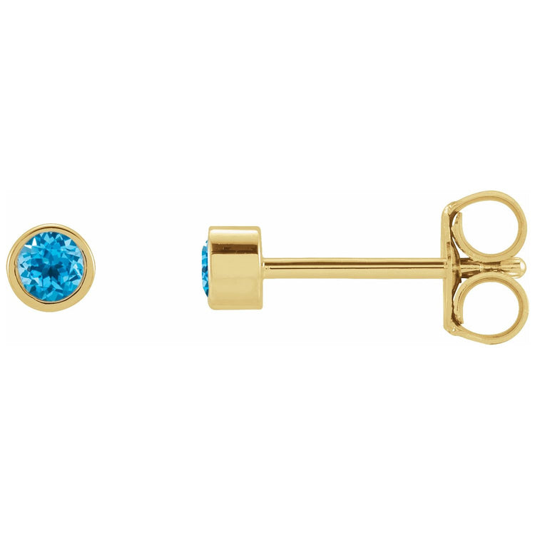 Micro Bezel Natural Gemstone Stud Earrings