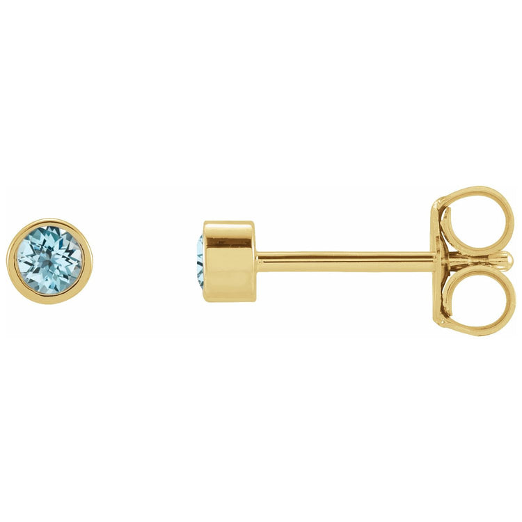 Micro Bezel Natural Gemstone Stud Earrings