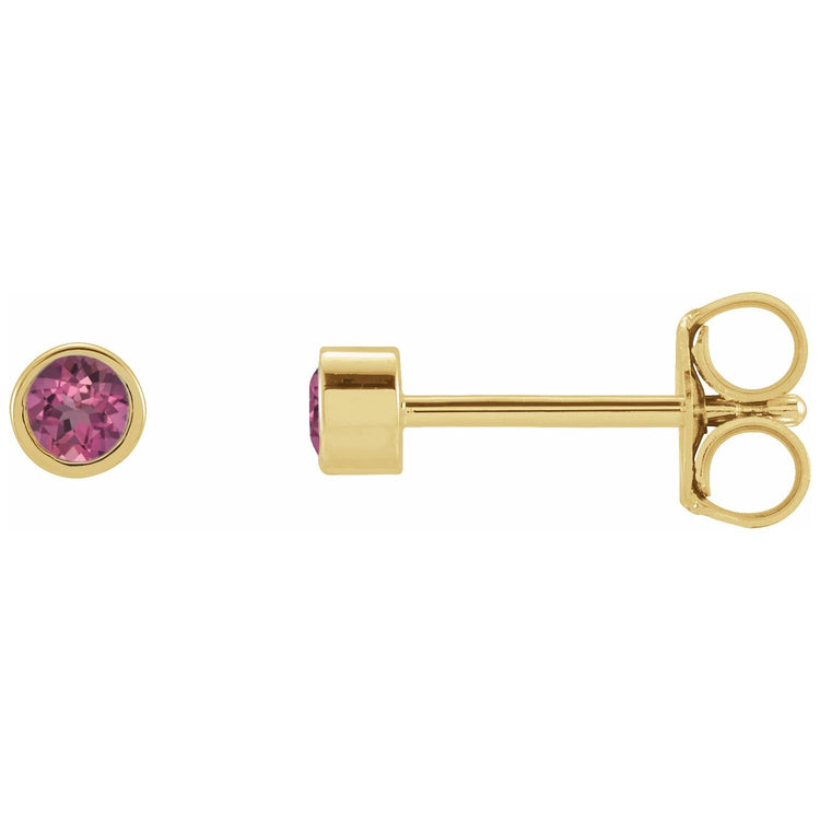 Micro Bezel Natural Gemstone Stud Earrings