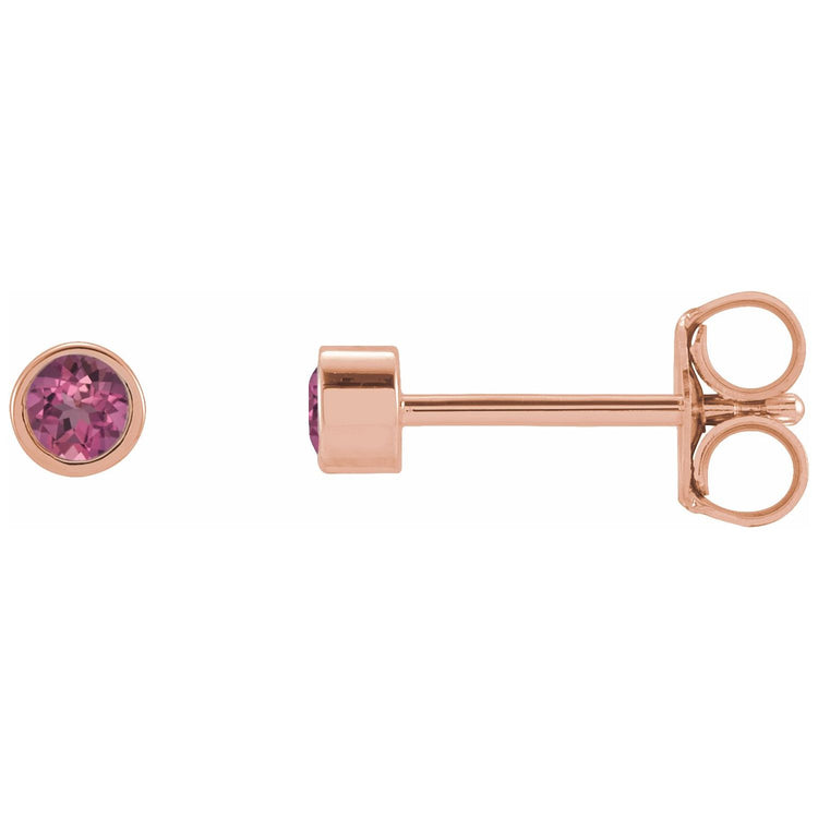Micro Bezel Natural Gemstone Stud Earrings