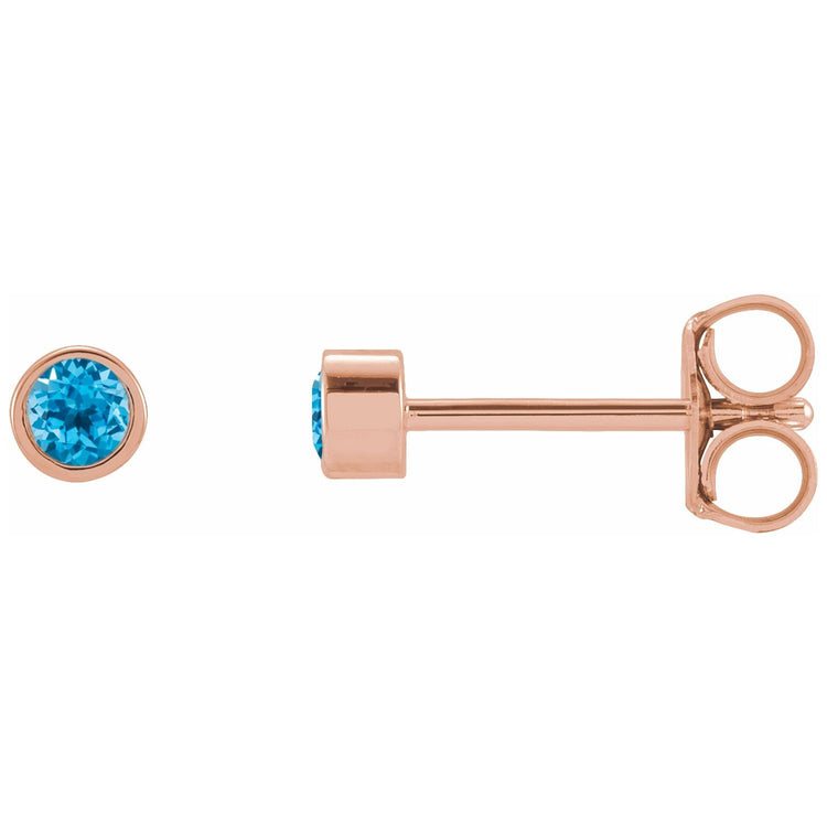 Micro Bezel Natural Gemstone Stud Earrings