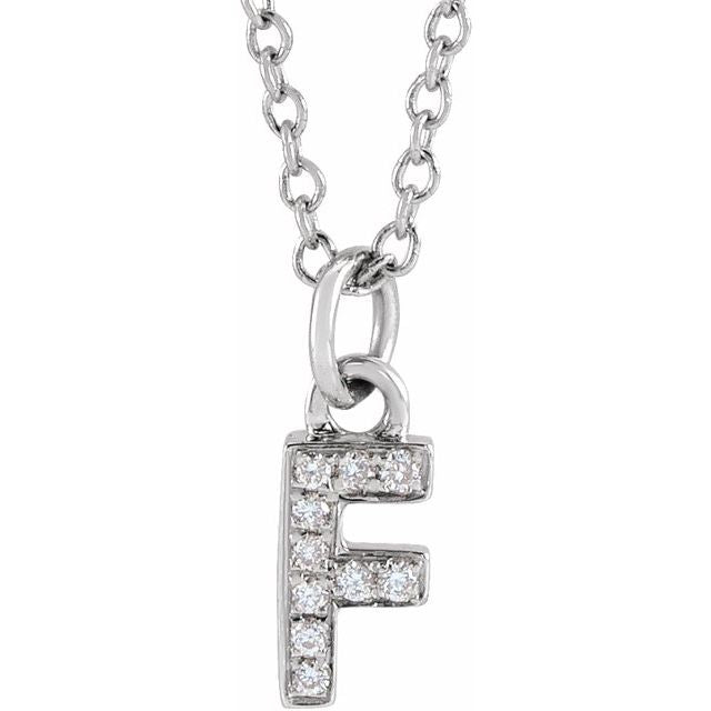Natural Diamond Petite Initial Capital Letter Necklace