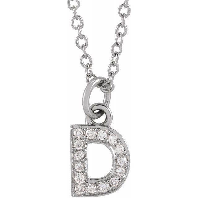 Natural Diamond Petite Initial Capital Letter Necklace