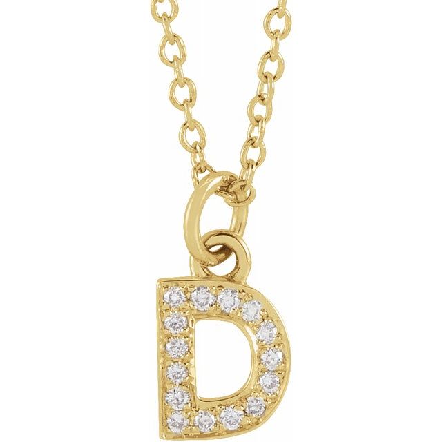 Natural Diamond Petite Initial Capital Letter Necklace