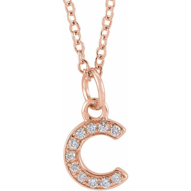 Natural Diamond Petite Initial Capital Letter Necklace