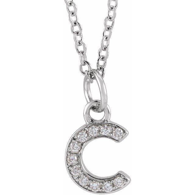 Natural Diamond Petite Initial Capital Letter Necklace