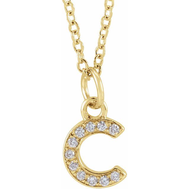Natural Diamond Petite Initial Capital Letter Necklace