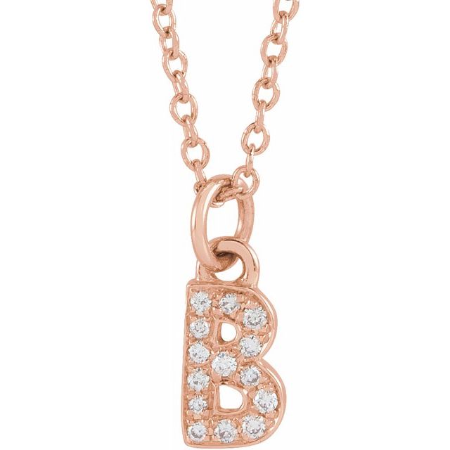 Natural Diamond Petite Initial Capital Letter Necklace