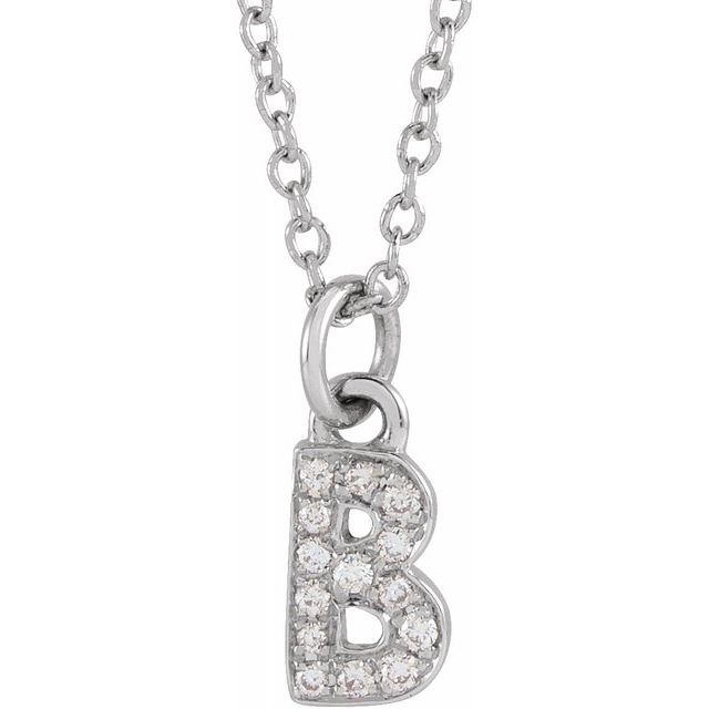 Natural Diamond Petite Initial Capital Letter Necklace