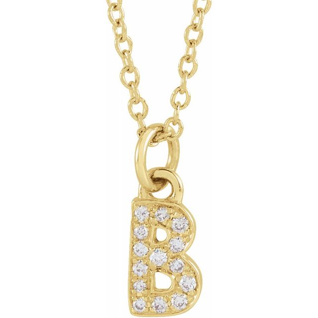 Natural Diamond Petite Initial Capital Letter Necklace
