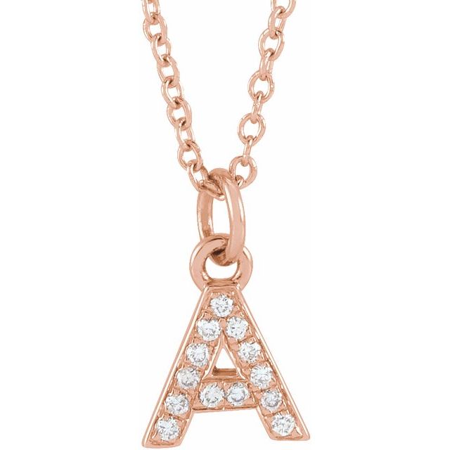 Natural Diamond Petite Initial Capital Letter Necklace