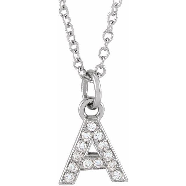 Natural Diamond Petite Initial Capital Letter Necklace