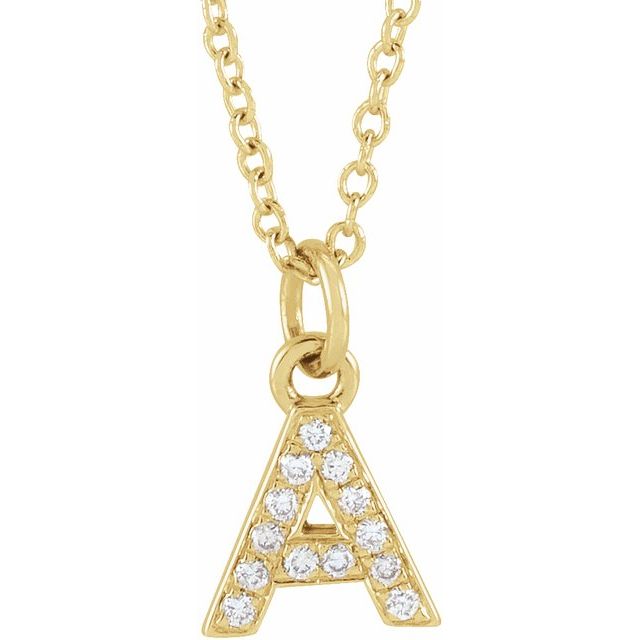 Natural Diamond Petite Initial Capital Letter Necklace