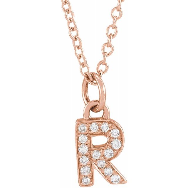Natural Diamond Petite Initial Capital Letter Necklace