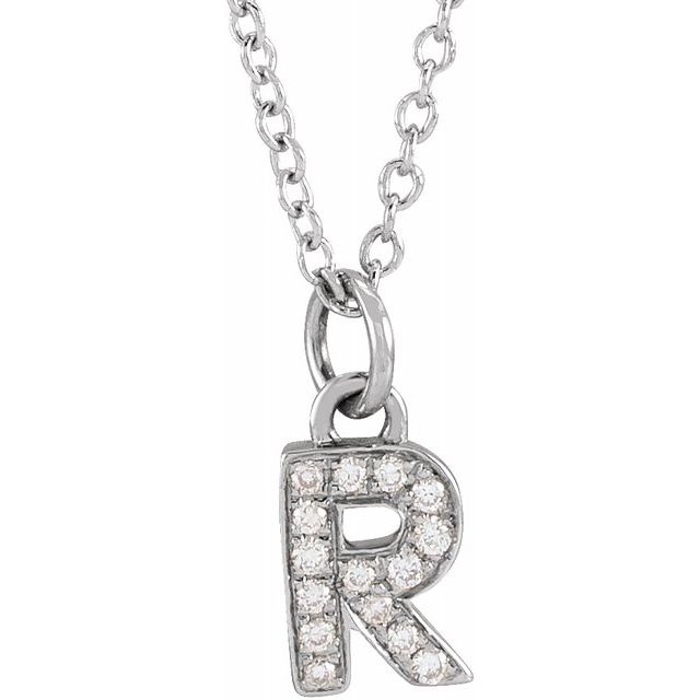 Natural Diamond Petite Initial Capital Letter Necklace