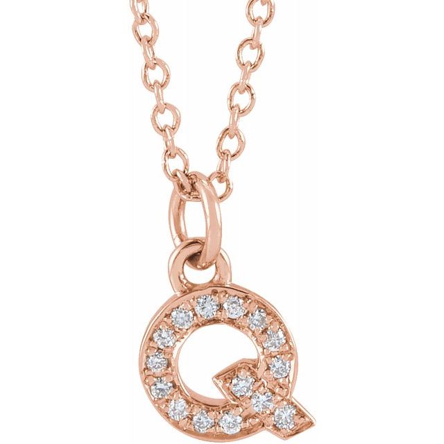 Natural Diamond Petite Initial Capital Letter Necklace