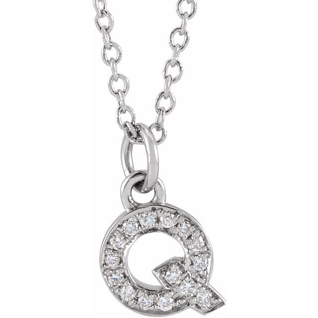 Natural Diamond Petite Initial Capital Letter Necklace