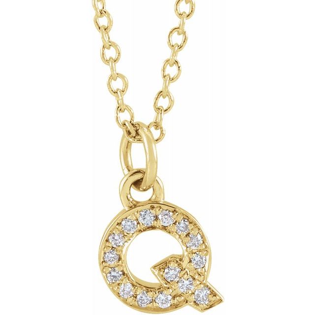 Natural Diamond Petite Initial Capital Letter Necklace