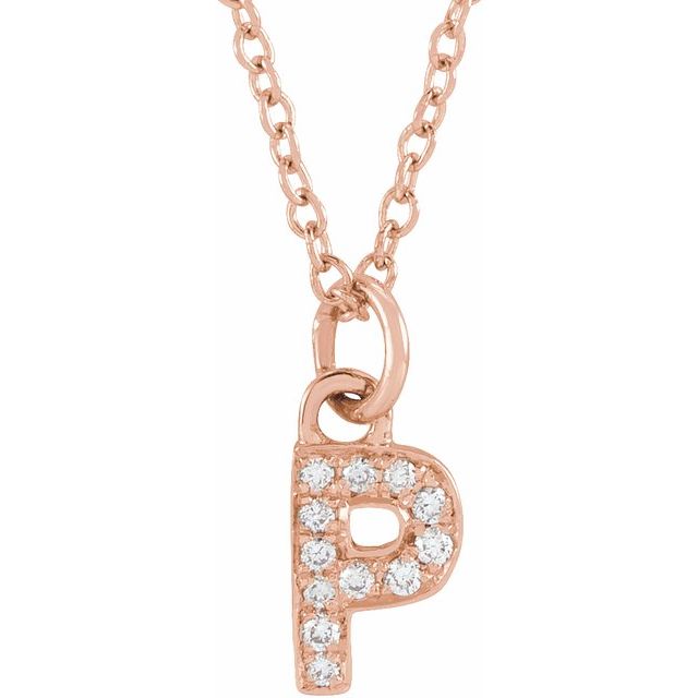 Natural Diamond Petite Initial Capital Letter Necklace