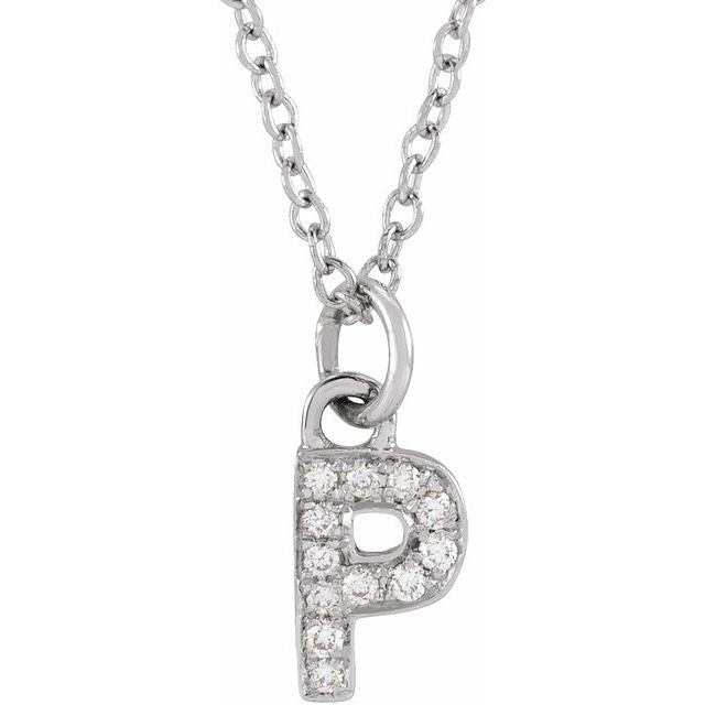 Natural Diamond Petite Initial Capital Letter Necklace