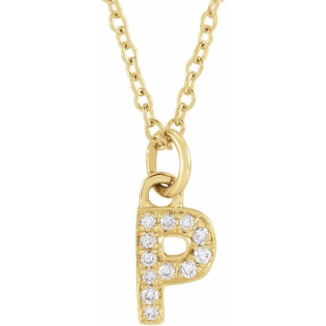 Natural Diamond Petite Initial Capital Letter Necklace