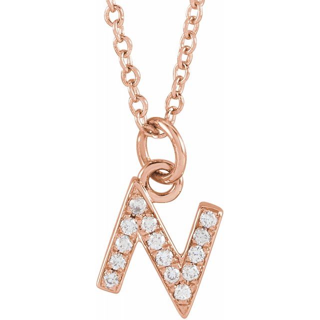 Natural Diamond Petite Initial Capital Letter Necklace