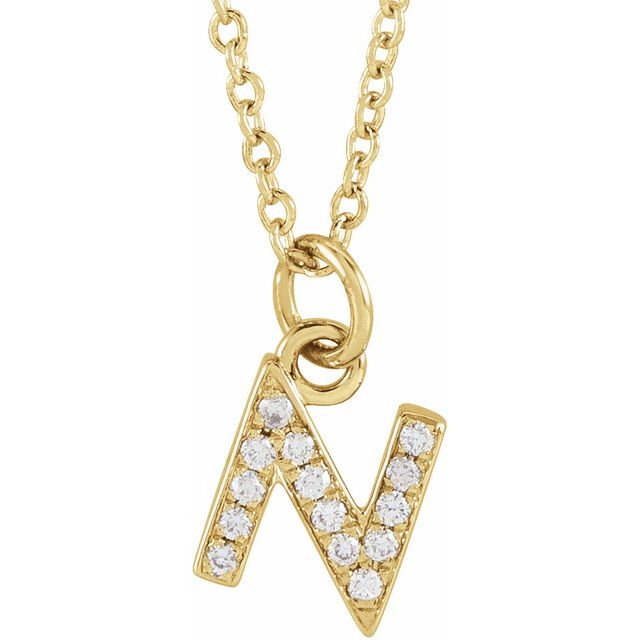 Natural Diamond Petite Initial Capital Letter Necklace