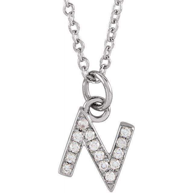 Natural Diamond Petite Initial Capital Letter Necklace