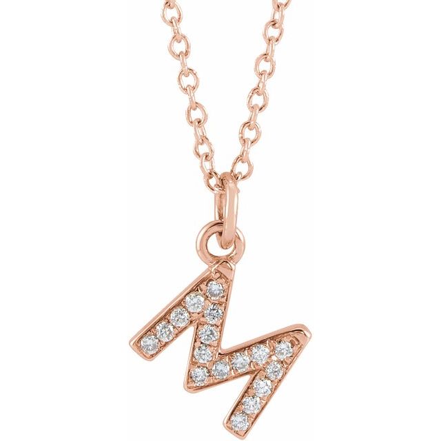 Natural Diamond Petite Initial Capital Letter Necklace