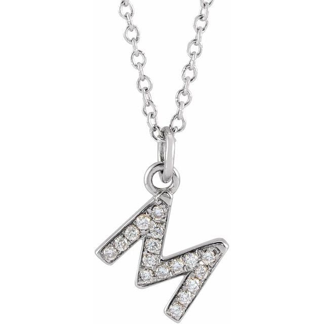 Natural Diamond Petite Initial Capital Letter Necklace