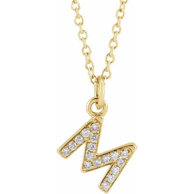 Natural Diamond Petite Initial Capital Letter Necklace