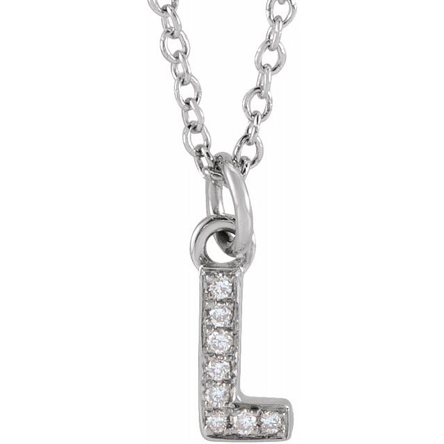 Natural Diamond Petite Initial Capital Letter Necklace