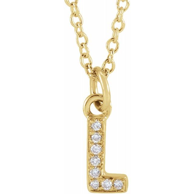 Natural Diamond Petite Initial Capital Letter Necklace
