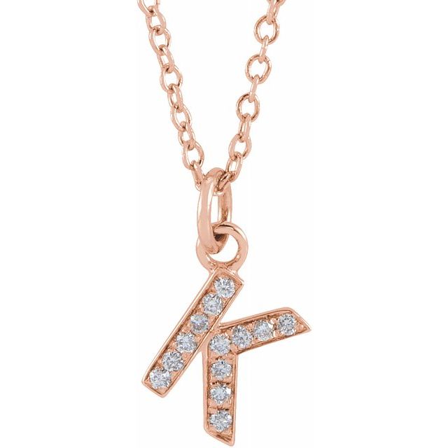 Natural Diamond Petite Initial Capital Letter Necklace