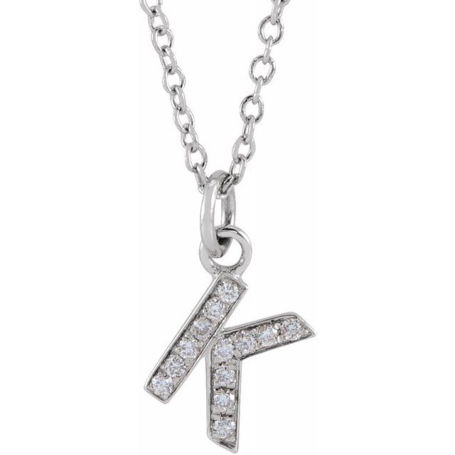 Natural Diamond Petite Initial Capital Letter Necklace