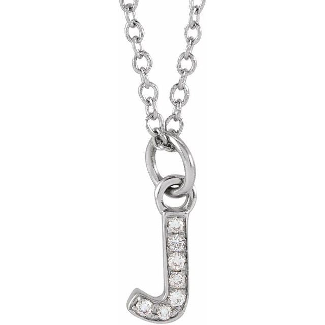 Natural Diamond Petite Initial Capital Letter Necklace