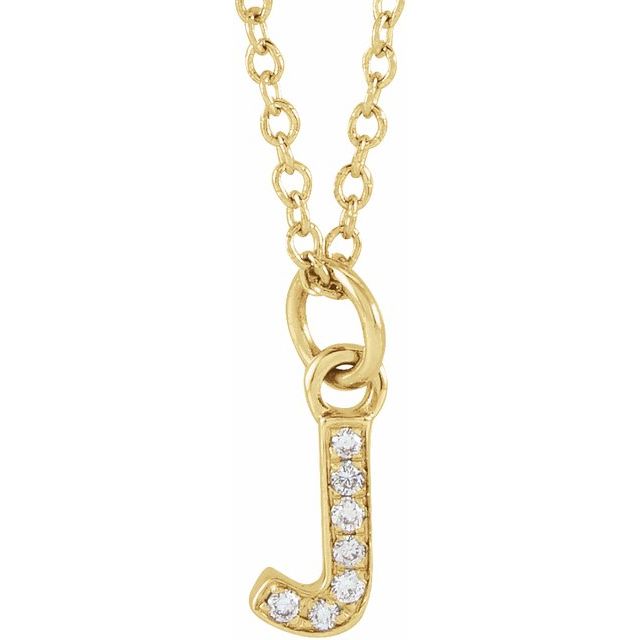 Natural Diamond Petite Initial Capital Letter Necklace