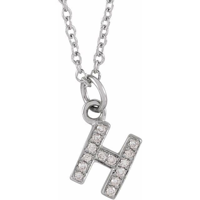Natural Diamond Petite Initial Capital Letter Necklace