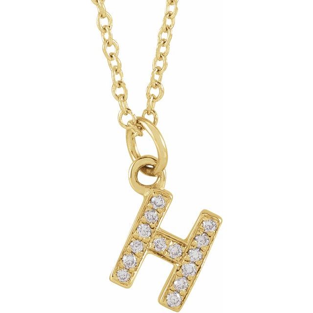 Natural Diamond Petite Initial Capital Letter Necklace
