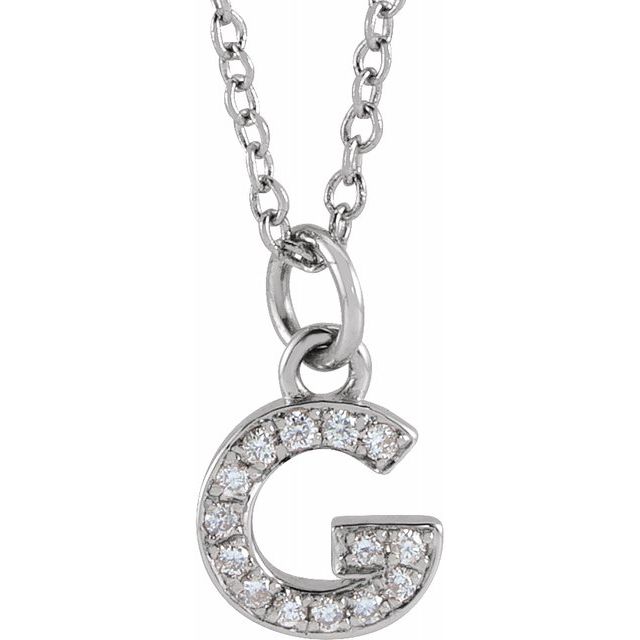 Natural Diamond Petite Initial Capital Letter Necklace